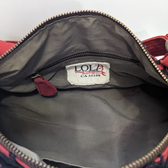 Lola Handbag Canvas Floral Embroidered Red Black Purse Whimsygoth - Picture 6 of 13